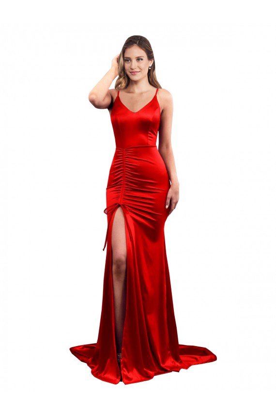 Low Back Stretch Satin Sweetheart Long Sleeveless Evening Dress / Bridesmaid Dress Toowoomba