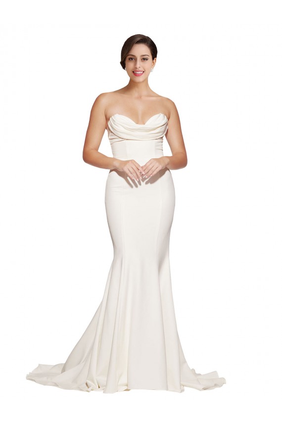 Low Back Stretch Satin Cowl Neck Sweep Train Sleeveless Formal Evening Gown / Prom Dress / Bridesmaid Dress Toowoomba