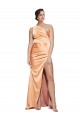 Open Back Light Copper Stretch Satin One Shoulder Long Sleeveless Formal Evening Gown / Prom Dress / Bridesmaid Dress Toowoomba
