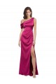 Stretch Satin One Shoulder Long Sleeveless Bridesmaid Dress / Evening Dress Toowoomba