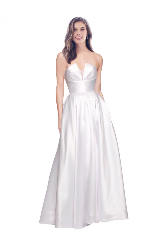 Low Back Stretch Satin Strapless Long Sleeveless Formal Evening Gown / Prom Dress / Bridesmaid Dress Toowoomba