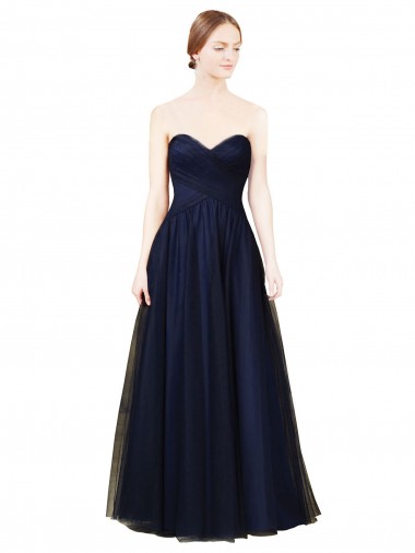 Dark Navy Tulle Sweetheart Long Sleeveless Bridesmaid Dress / Evening Dress Toowoomba