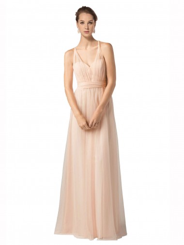 Nude Tulle Sweetheart Long Sleeveless Bridesmaid Dress / Evening Dress Toowoomba