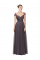 Pewter Tulle Sweetheart Long Cap Sleeves Bridesmaid Dress Toowoomba