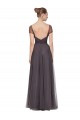Pewter Tulle Sweetheart Long Cap Sleeves Bridesmaid Dress Toowoomba