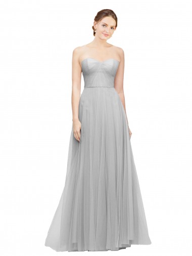 Silver Tulle Sweetheart Long Sleeveless Bridesmaid Dress Toowoomba