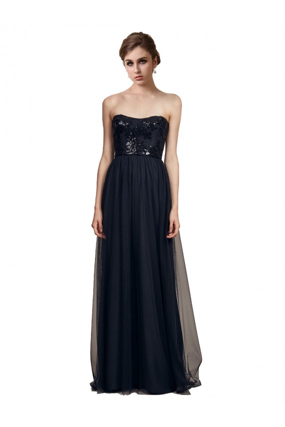 Black Tulle Sweetheart Long Sleeveless Bridesmaid Gown Toowoomba