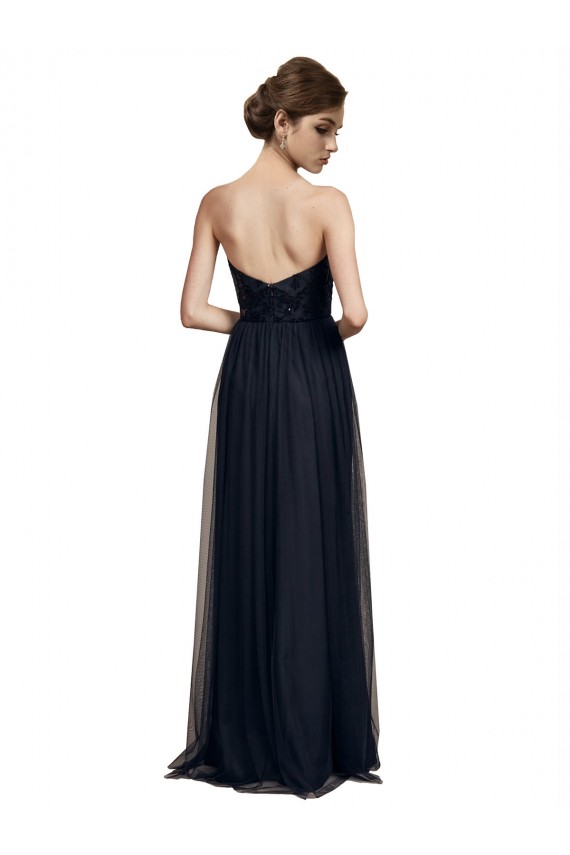 Black Tulle Sweetheart Long Sleeveless Bridesmaid Gown Toowoomba