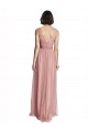 Rose Pink Tulle V-Neck Long Sleeveless Bridesmaid Dress Toowoomba