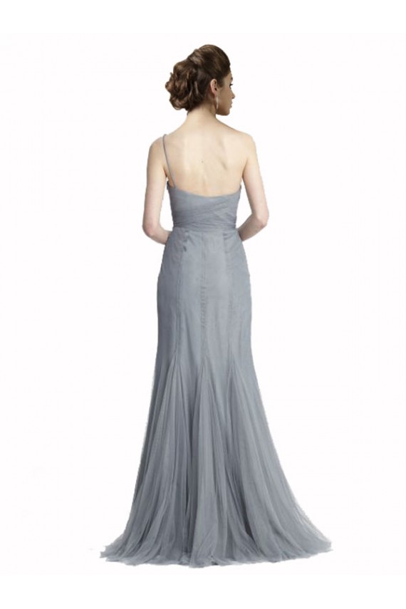 Slate Grey Tulle One Shoulder Long Sleeveless Bridesmaid Dress Toowoomba