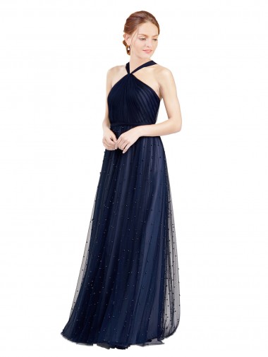 Tulle Halter Neck Long Sleeveless Bridesmaid Dress / Evening Dress Toowoomba