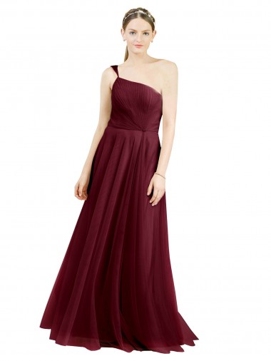 Tulle One Shoulder Long Sleeveless Semi Formal Evening Dress / Bridesmaid Dress Toowoomba