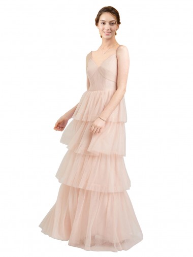 Tulle V-Neck Long Sleeveless Semi Formal Evening Dress / Bridesmaid Dress Toowoomba