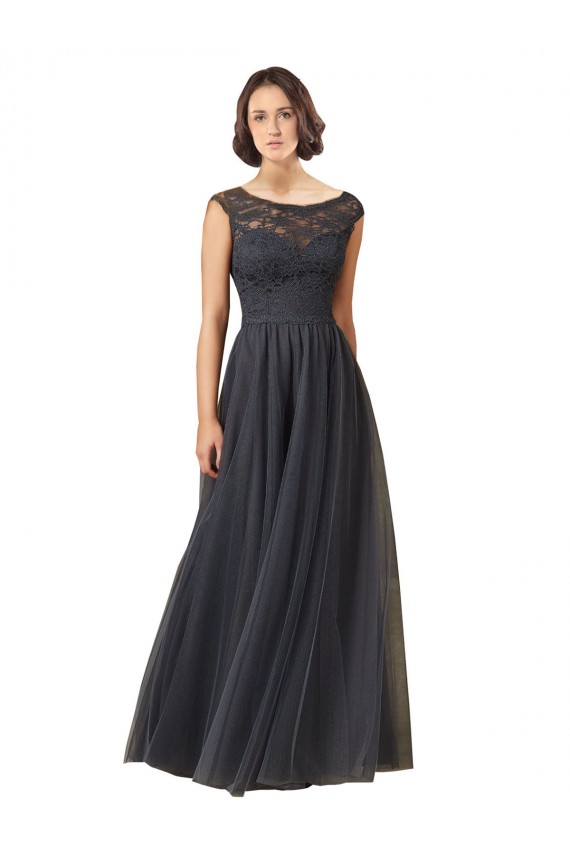Tulle & Lace Bateau Neck Long Cap Sleeves Bridesmaid Dress Toowoomba