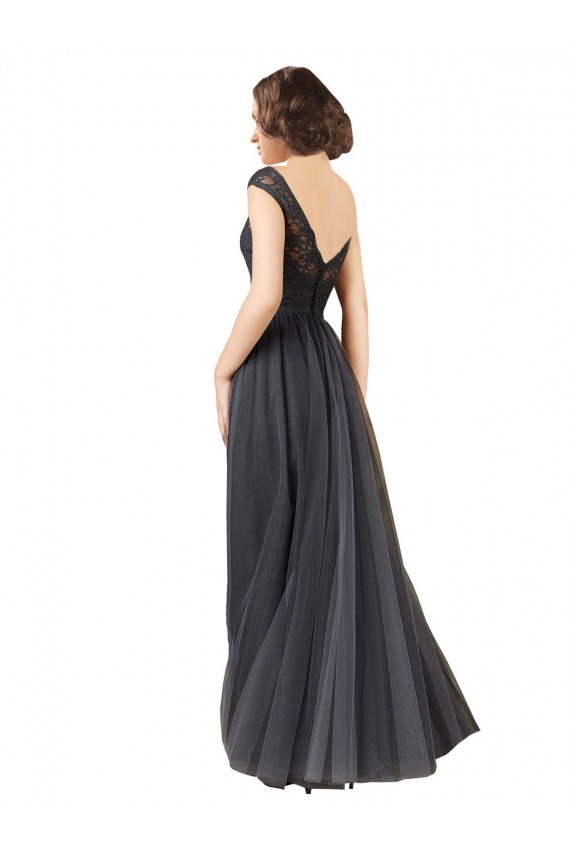 Tulle & Lace Bateau Neck Long Cap Sleeves Bridesmaid Dress Toowoomba