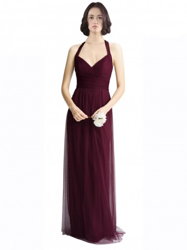 Keyhole Back Tulle Halter Neck Long Sleeveless Bridesmaid Dress / Evening Dress Toowoomba