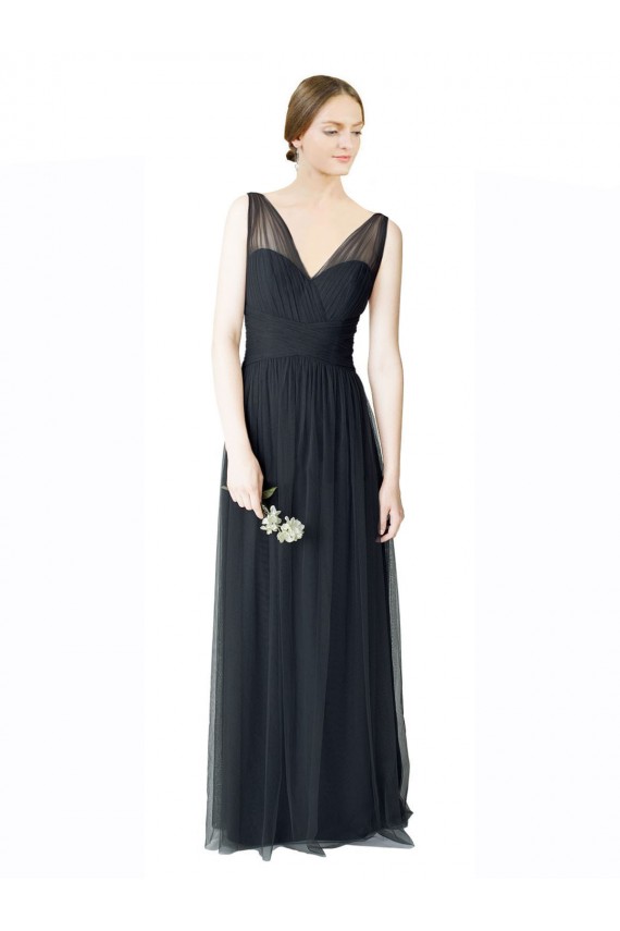 V-Back Tulle V-Neck Long Sleeveless Formal Dress / Bridesmaid Dress Toowoomba