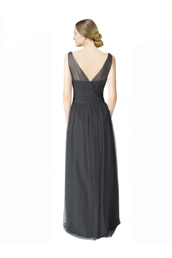 V-Back Tulle V-Neck Long Sleeveless Formal Dress / Bridesmaid Dress Toowoomba