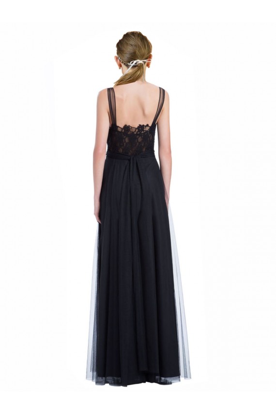 Low Back Tulle & Lace Bateau Neck Long Sleeveless Bridesmaid Dress Toowoomba