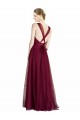 Open Back Tulle V-Neck Long Sleeveless Bridesmaid Dress Toowoomba