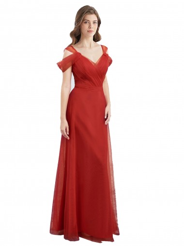 V-Back Tulle Sweetheart Long Cold Shoulder Formal Dress / Bridesmaid Dress Toowoomba
