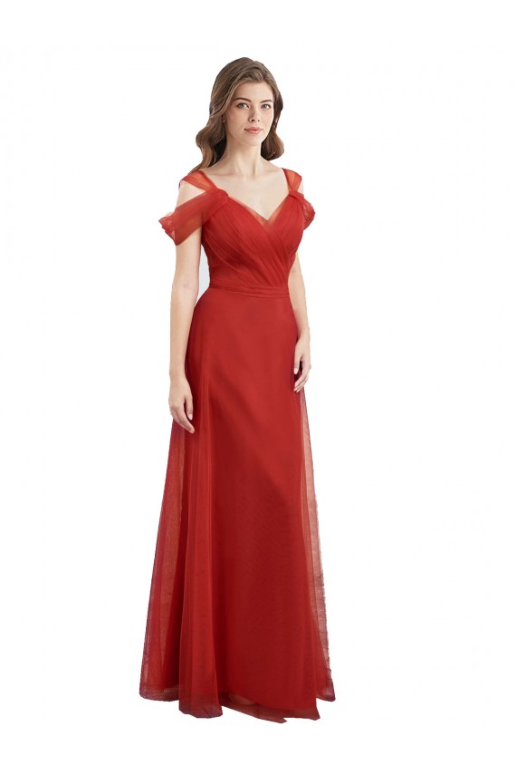 V-Back Tulle Sweetheart Long Cold Shoulder Formal Dress / Bridesmaid Dress Toowoomba