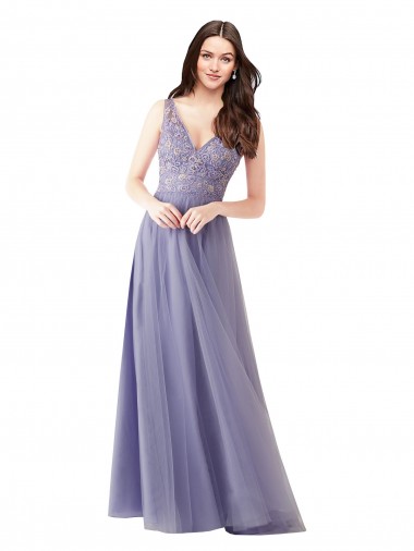 V-Back Tulle & Lace Sweetheart Long Sleeveless Formal Dress / Bridesmaid Dress Toowoomba