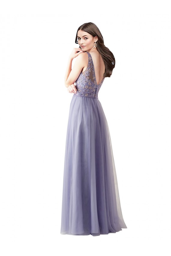 V-Back Tulle & Lace Sweetheart Long Sleeveless Formal Dress / Bridesmaid Dress Toowoomba
