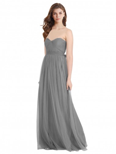 Slate Grey Tulle Sweetheart Long Sleeveless Bridesmaid Gown Toowoomba