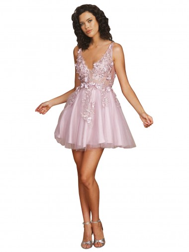 V-Back Tulle V-Neck Short Sleeveless Bridesmaid Dress Toowoomba