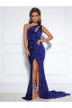 Velvet Sequin One Shoulder Court Train Sleeveless Prom Dress / Evening Dress Toowoomba