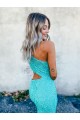 Velvet Sequin One Shoulder Sweep Train Sleeveless Prom Dresses Toowoomba