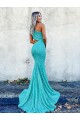 Velvet Sequin One Shoulder Sweep Train Sleeveless Prom Dresses Toowoomba