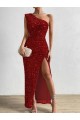 Velvet Sequin One Shoulder Long Sleeveless Prom Dress / Evening Dress Toowoomba