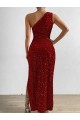 Velvet Sequin One Shoulder Long Sleeveless Prom Dress / Evening Dress Toowoomba
