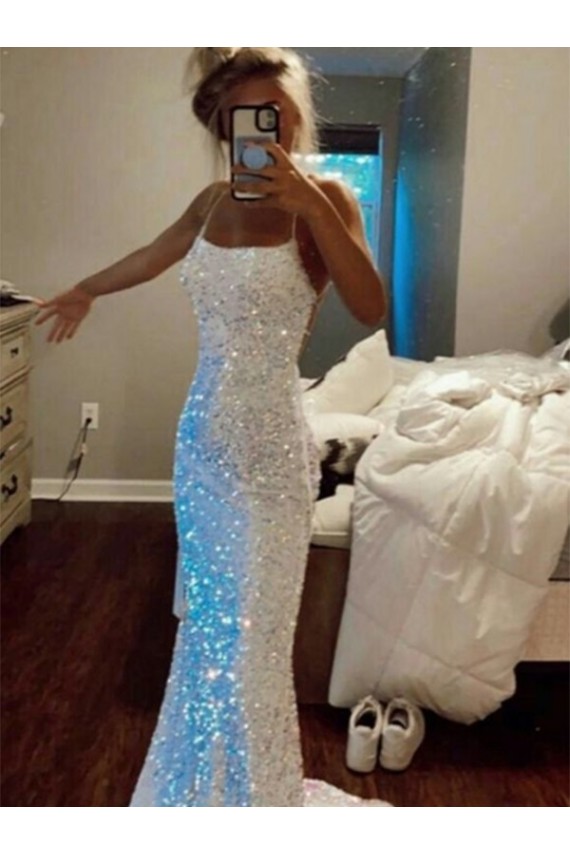 Velvet Sequin Spaghetti Straps Sweep Train Sleeveless Evening Dress Toowoomba