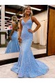 Velvet Sequin V-Neck Sweep Train Sleeveless Evening Gown Toowoomba