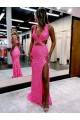 Velvet Sequin V-Neck Long Sweep Train Sleeveless Evening Dress Toowoomba