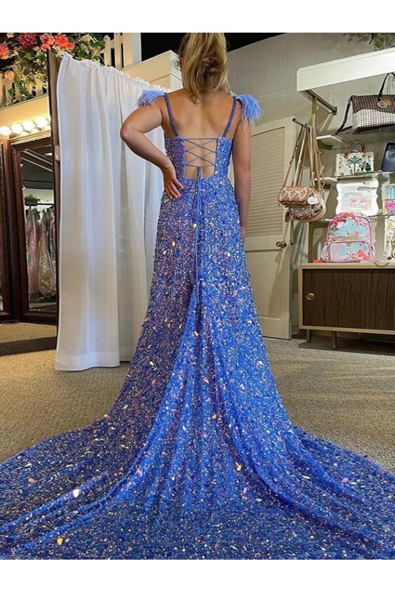 Velvet Sequin V-Neck Court Train Sleeveless Prom Dress / Evening Dress Toowoomba