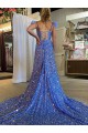 Velvet Sequin V-Neck Court Train Sleeveless Prom Dress / Evening Dress Toowoomba