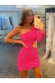 Velvet Sequin One Shoulder Short Long Sleeves Evening Gowns Toowoomba