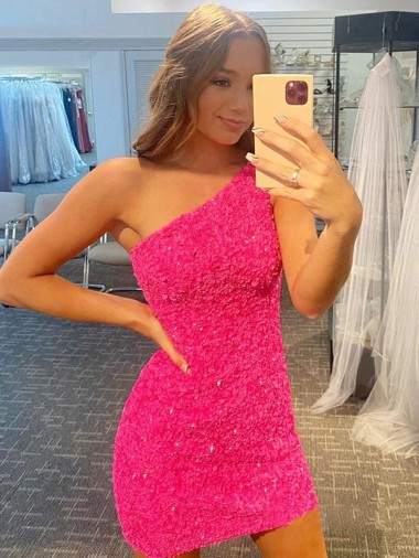 Velvet Sequin One Shoulder Short Sleeveless Evening Gown Toowoomba