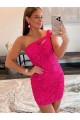 Velvet Sequin One Shoulder Short Sleeveless Prom Dresses Toowoomba