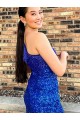 Velvet Sequin One Shoulder Short Sleeveless Homecoming Dresses Toowoomba