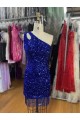 Velvet Sequins One Shoulder Short Sleeveless Homecoming Dress Toowoomba