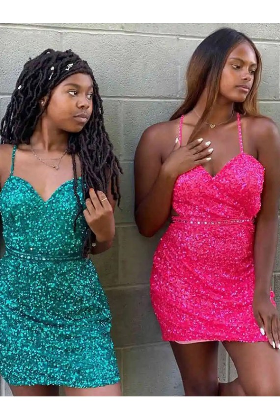 Dark Green Velvet Sequin V-Neck Short Sleeveless Prom Dress Toowoomba