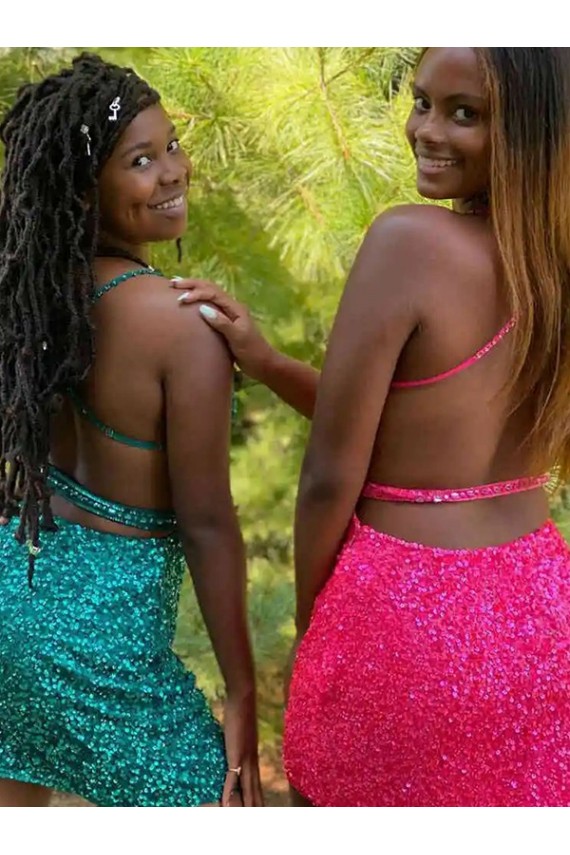 Dark Green Velvet Sequin V-Neck Short Sleeveless Prom Dress Toowoomba