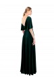 V-Back Dark Green Stretch Velvet V-Neck Long Flutter Sleeves Prom Dress / Bridesmaid Dress Toowoomba