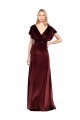 V-Back Burgundy Stretch Velvet V-Neck Long Flutter Sleeves Prom Dress / Bridesmaid Dress Toowoomba