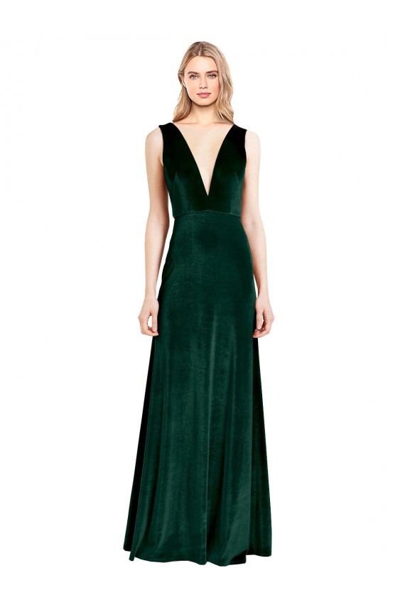 V-Back Stretch Velvet V-Neck Long Sleeveless Bridesmaid Dress / Formal Dress Toowoomba